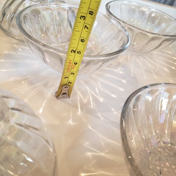 Vintage Iridescent Bubble-Foot Glass Bowls Set of 5 (4.25”) Clear Rainbow Finish - Picture 14 of 16